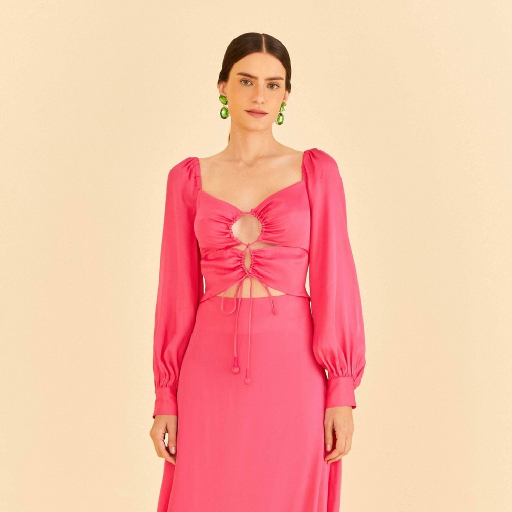 FARM Rio Fuchsia Long Sleeve Dress